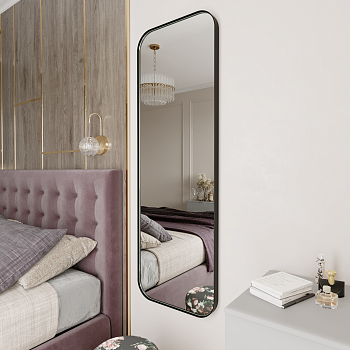 Прямоугольное зеркало в чёрной металлической раме «Персия M» 150 см