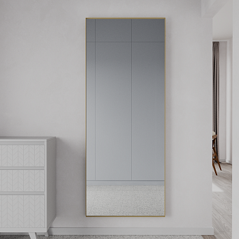 Прямоугольное зеркало в золотой металлической раме «Мускат» XL (в тонкой раме) 200 см